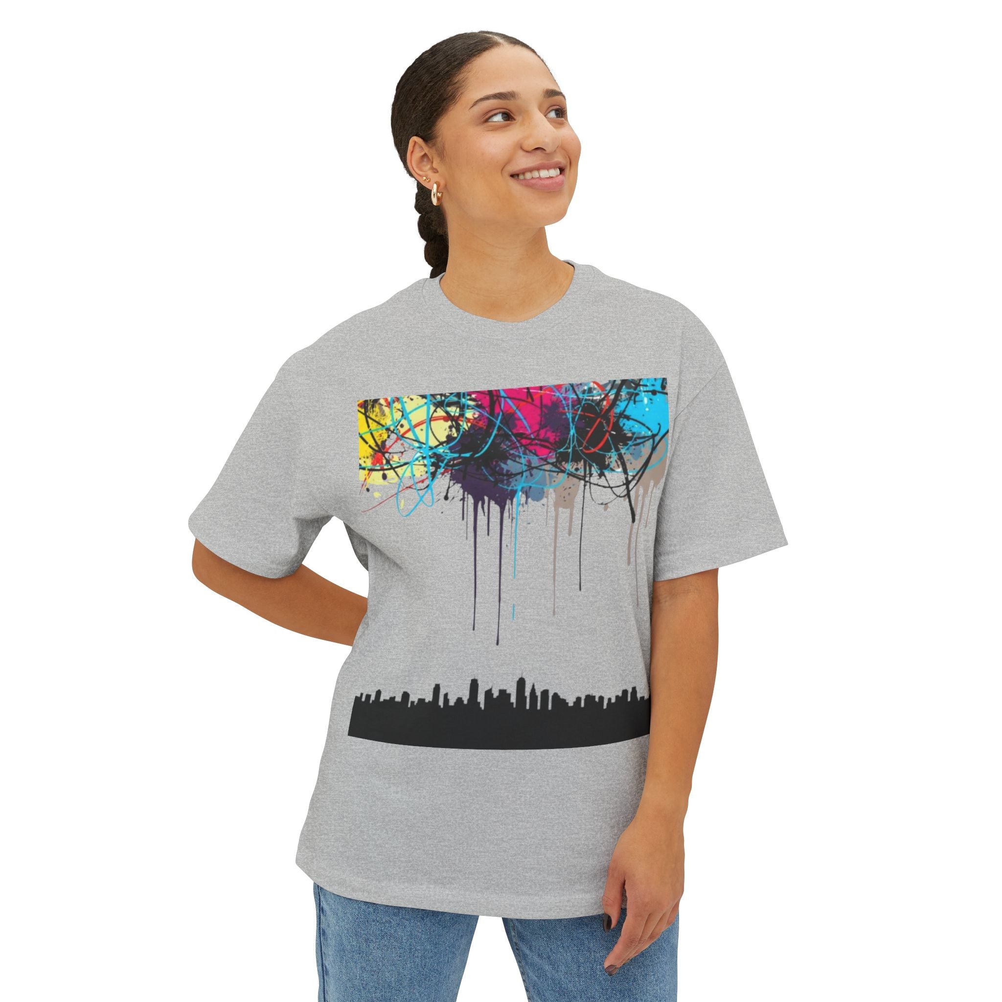 Dripping Cityscape Art Print - Modern Urban Decor