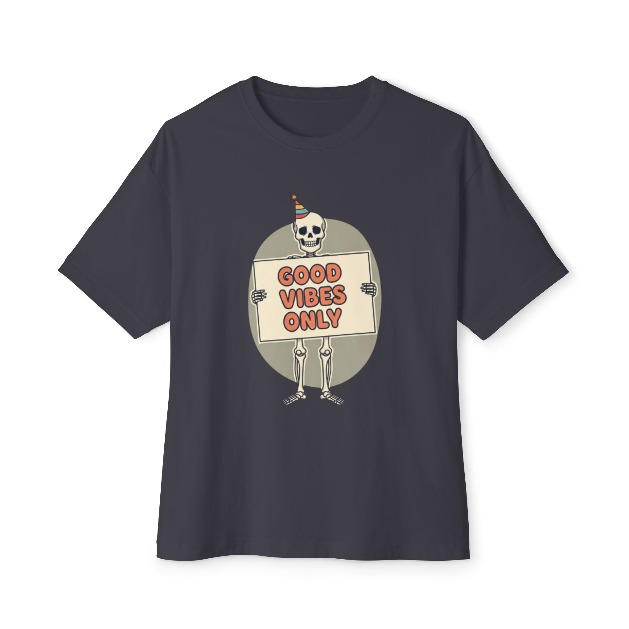 Good Vibes Skeleton Party Tee - Spooky Fun Design