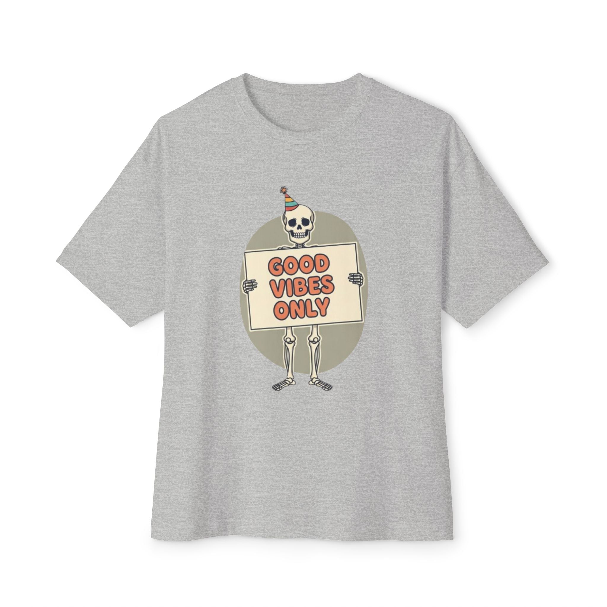 Good Vibes Skeleton Party Tee - Spooky Fun Design