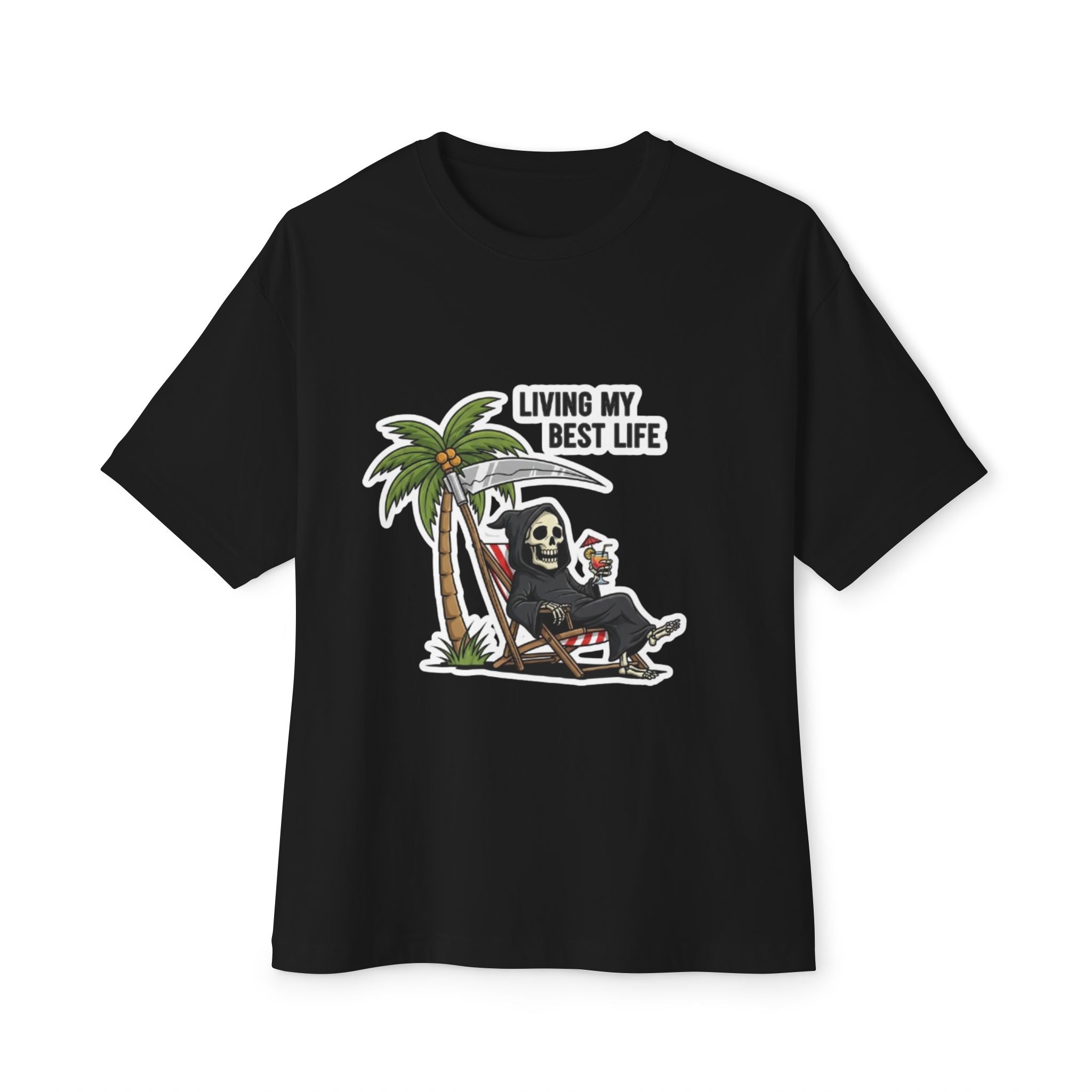 Grim Reaper Beach Cocktail Tee - Dark Humor Summer