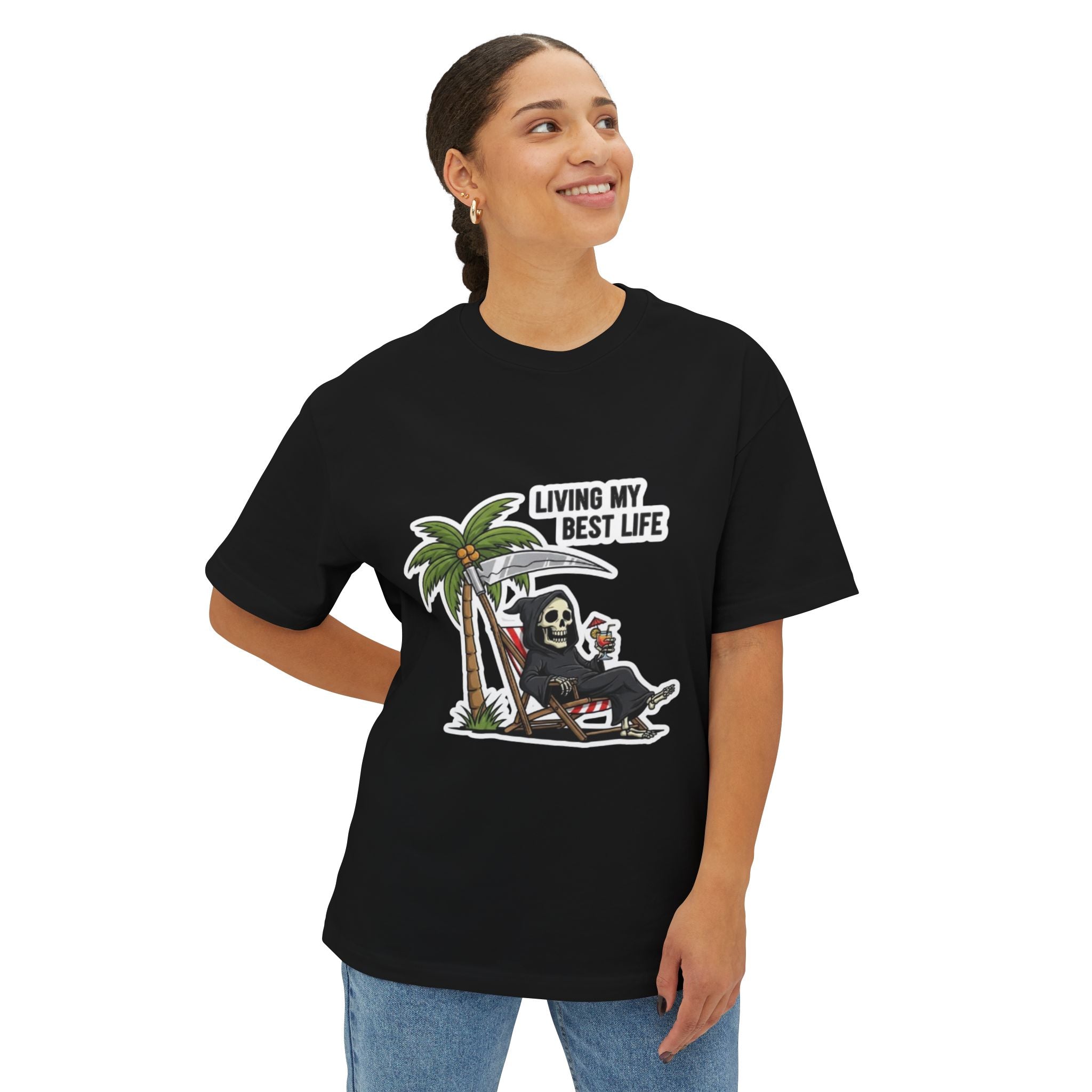 Grim Reaper Beach Cocktail Tee - Dark Humor Summer