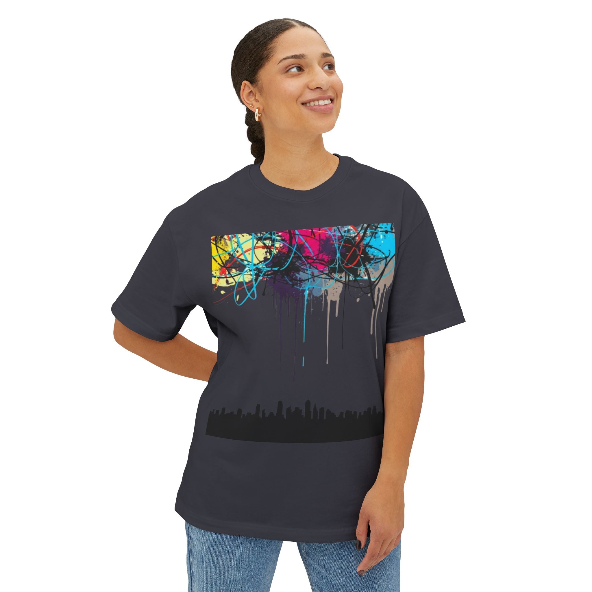 Dripping Cityscape Art Print - Modern Urban Decor