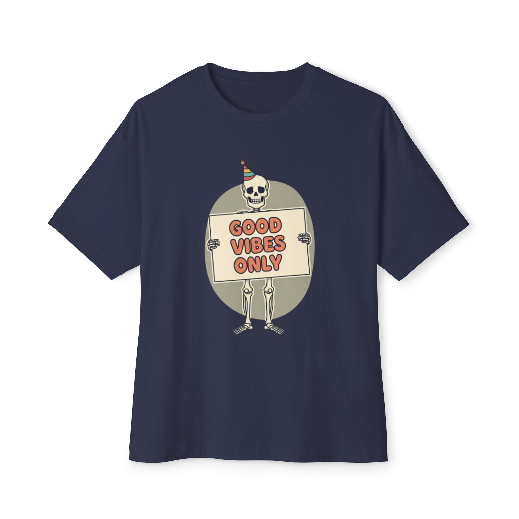 Good Vibes Skeleton Party Tee - Spooky Fun Design