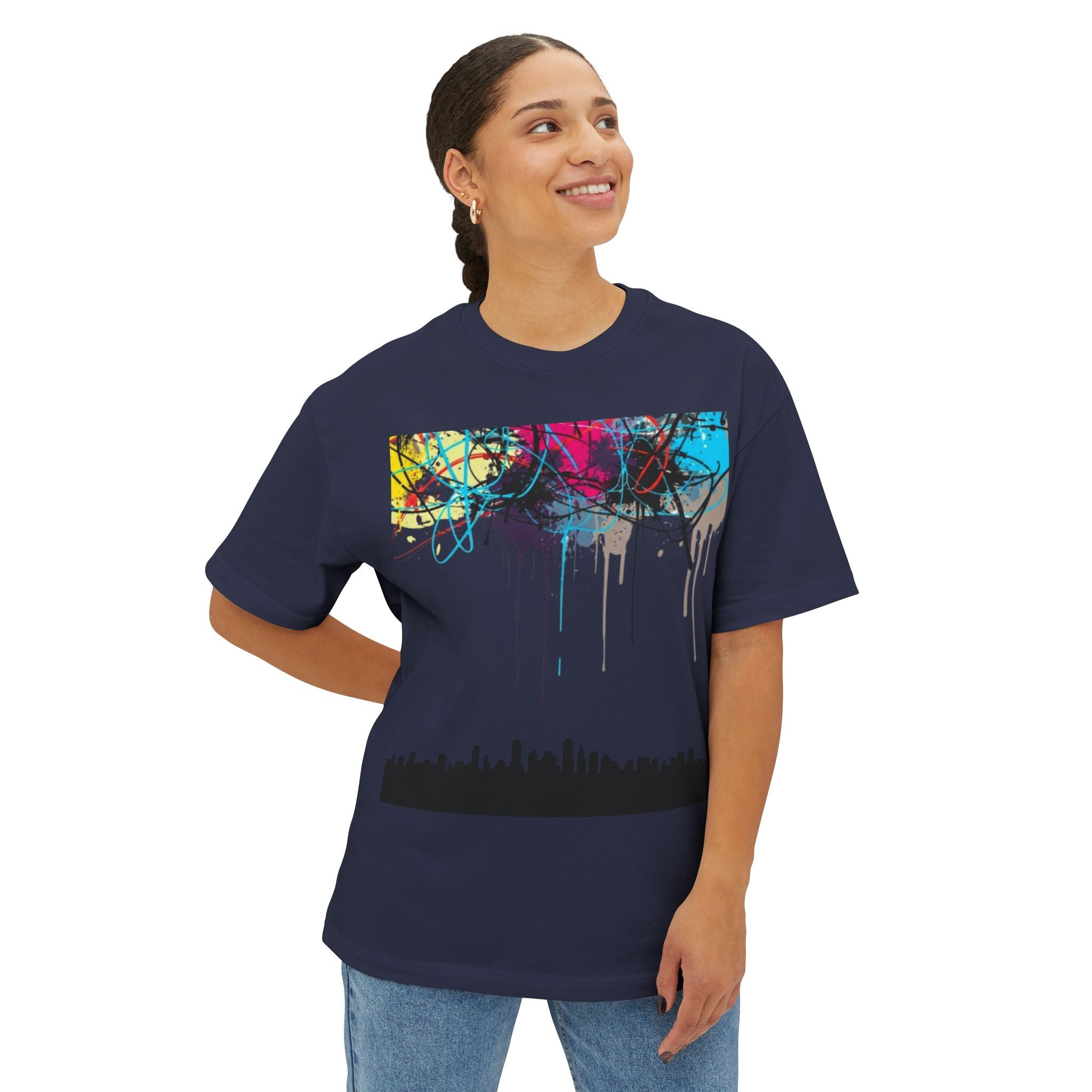 Dripping Cityscape Art Print - Modern Urban Decor