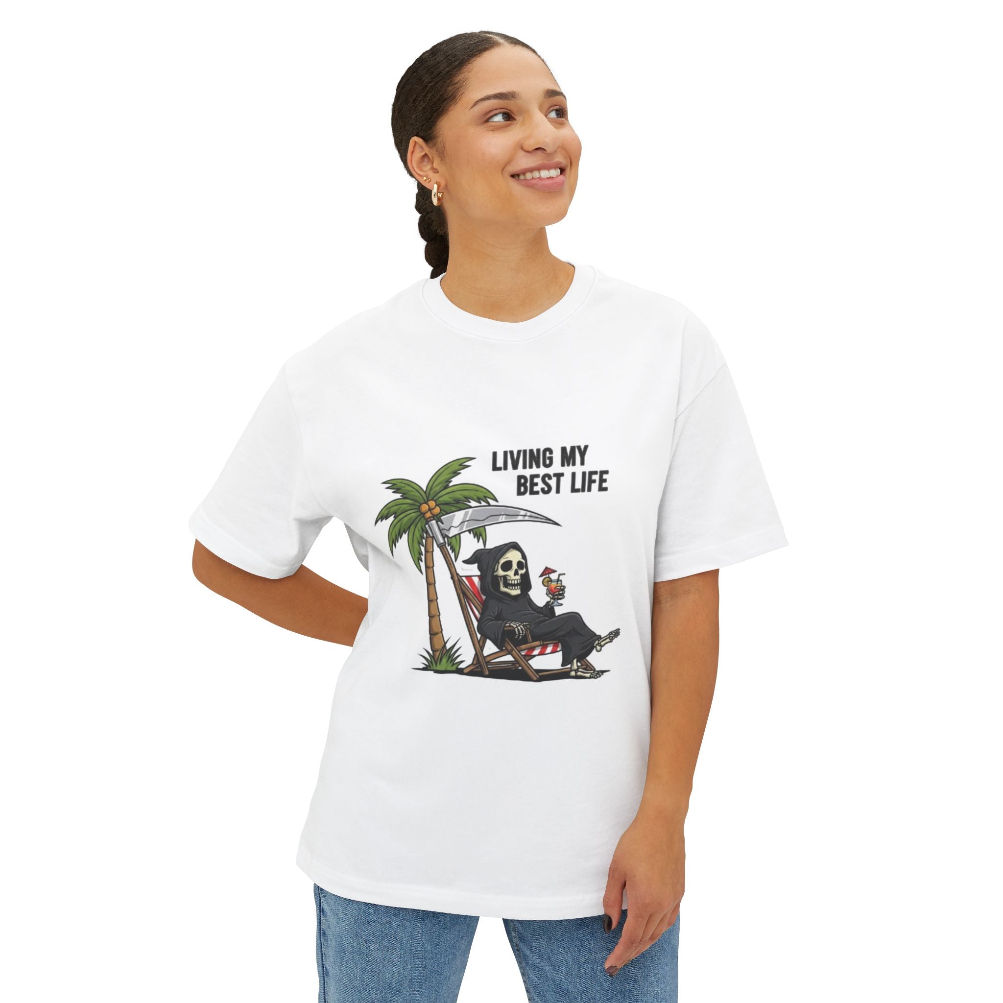 Grim Reaper Beach Cocktail Tee - Dark Humor Summer