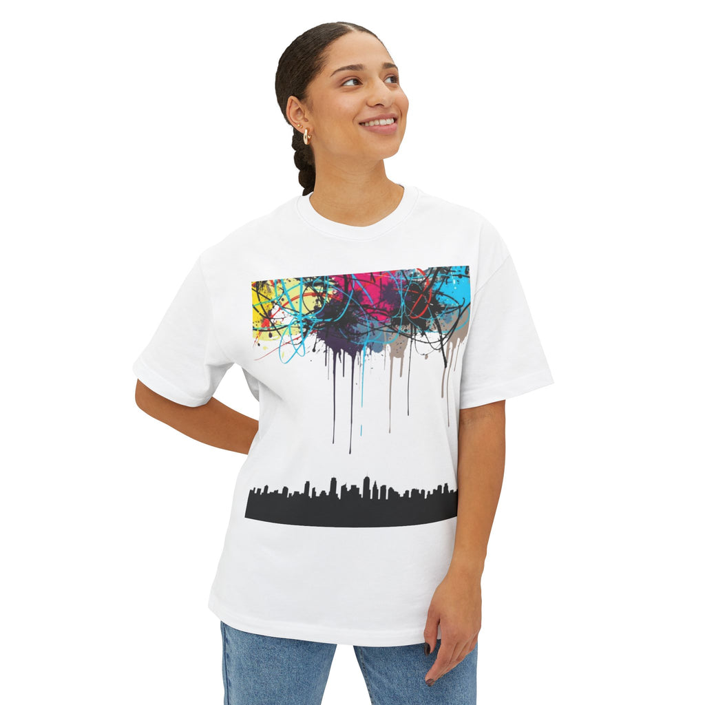 Dripping Cityscape Art Print - Modern Urban Decor