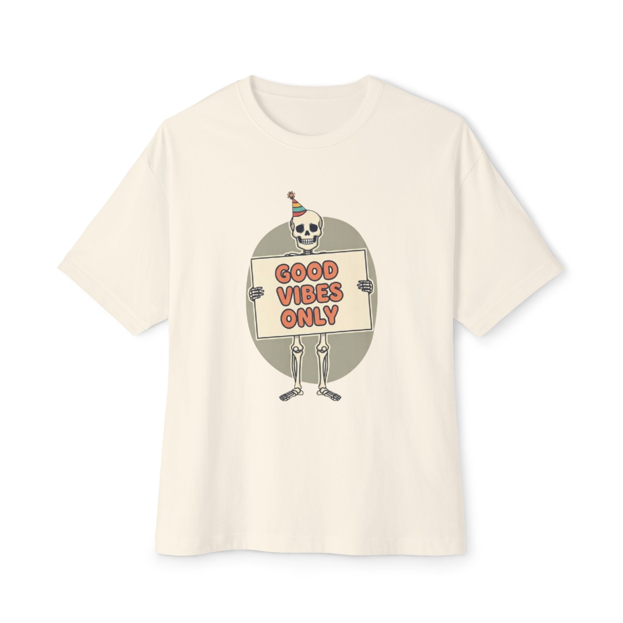 Good Vibes Skeleton Party Tee - Spooky Fun Design
