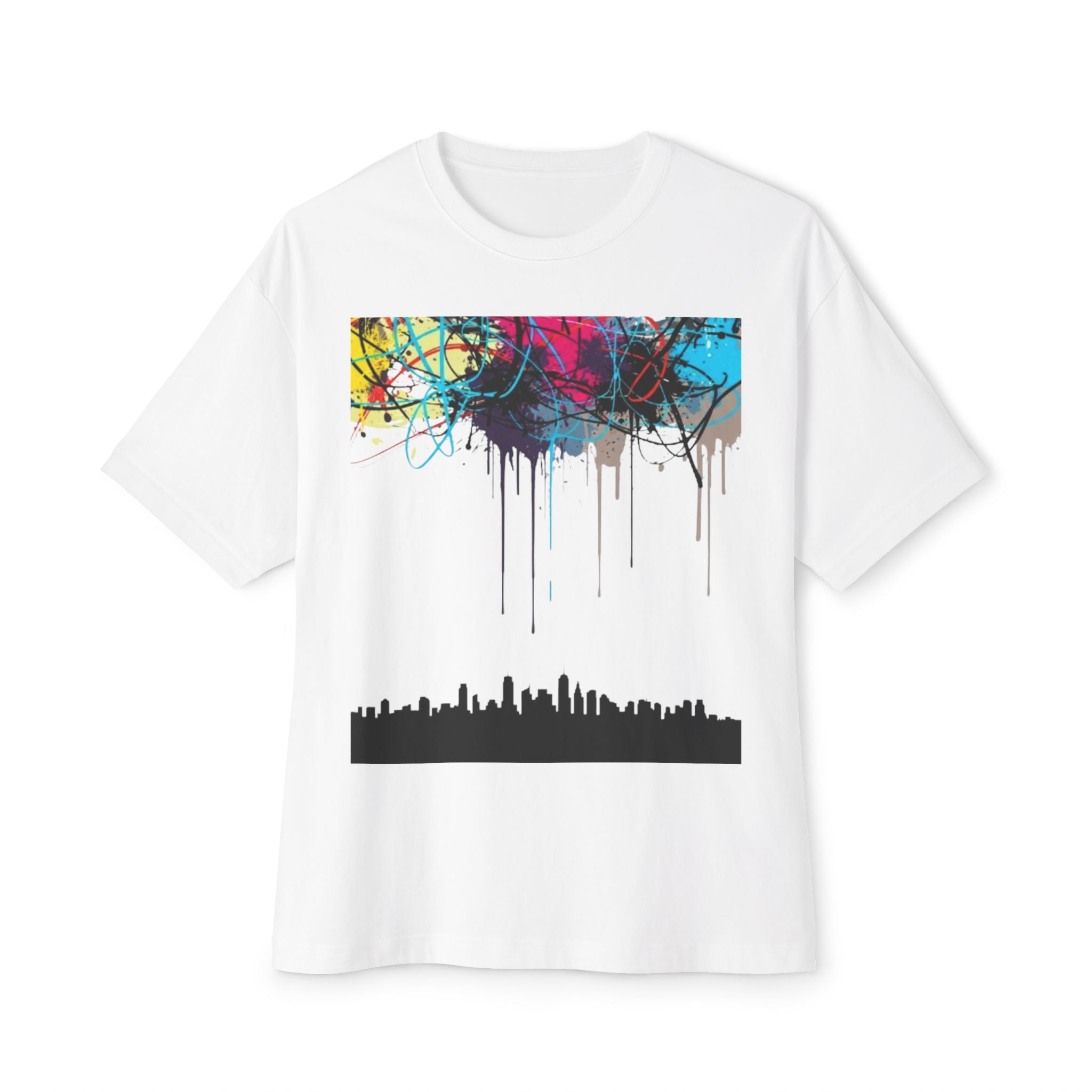 Dripping Cityscape Art Print - Modern Urban Decor